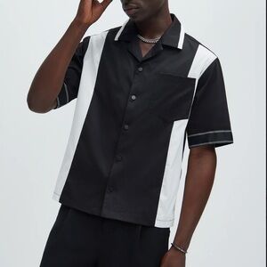 Stylish Black and White Button Down Shirt